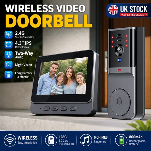 Wireless video doorbell - video, 4.3"